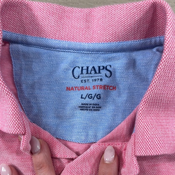 Chaps Men's birdseye pique Pink Polo Short Sleeve Shirt - Picture 8 of 10